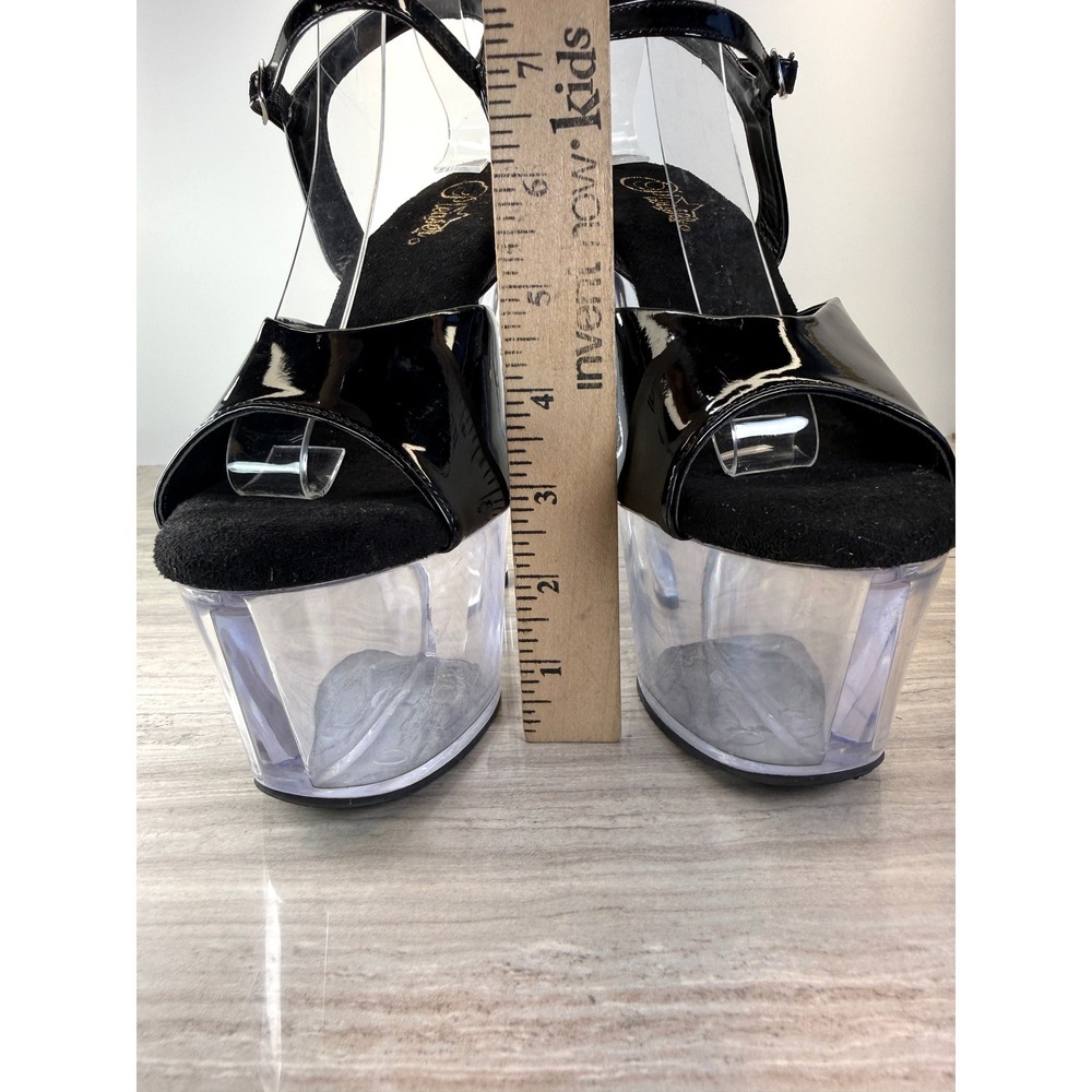 Pleaser Sandals Sky-309 Black Patent 7" Stiletto Heel Platform Goth Clubwear 10 - Picture 13 of 13